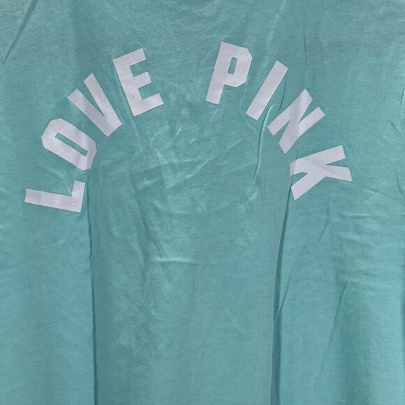 Victorias Secret PINK Top Womens XS Blue Lace Up Neck Tee Short Sleeve Split Hem - Picture 8 of 8